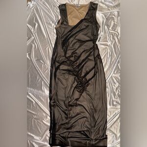 DKNY Strapless Black Mesh Dress